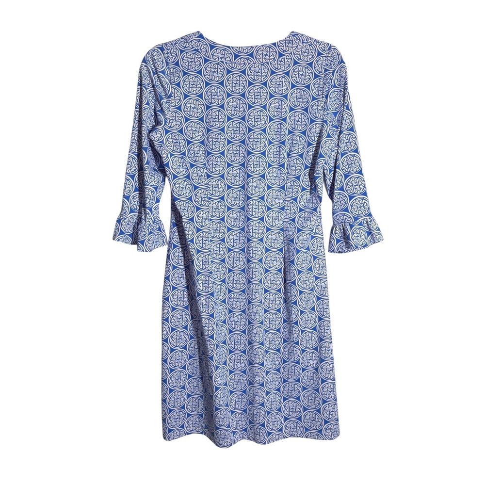 Katherin Way Classic Medallian Print 3/4 sleeve dress sz M Mint Condition - Picture 3 of 5